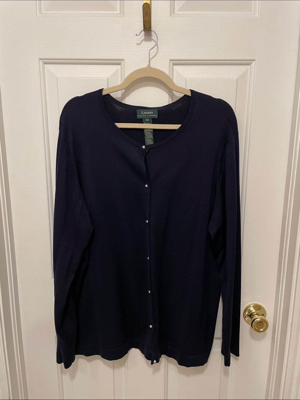 Lauren Ralph Lauren dark navy Pearl-Button Cardigan
